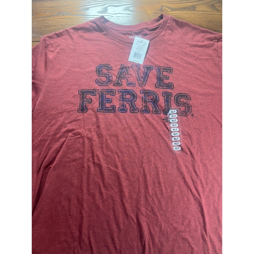 NEW Save Ferris Ferris Bueller's Day Off T-Shirt Mens XLT Red Graphic Tee NWT